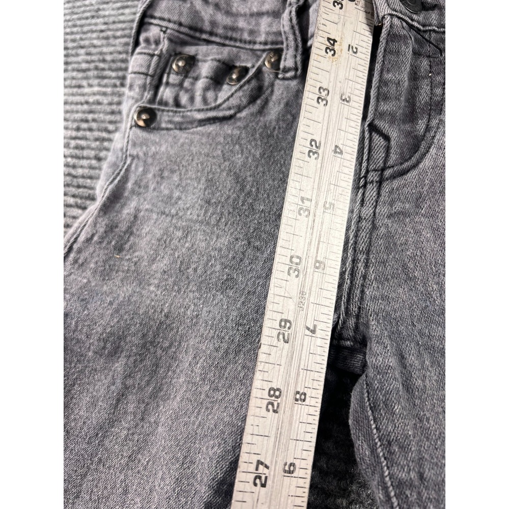True Religion Jeans Youth 7 Geno Relaxed Slim Gray Wash Black Stitch - Picture 3 of 12